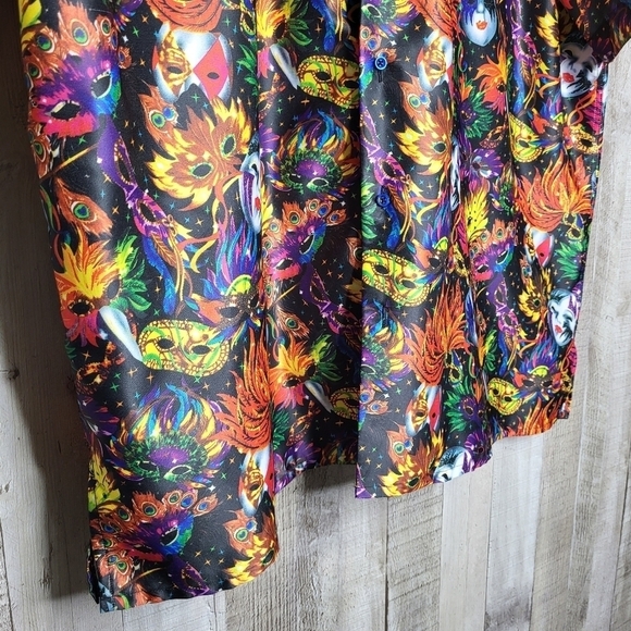 Vittorio Farino Colorful Button Up Shirt. Mardi Gras Vibrant. Masks Colorful XX - Picture 3 of 12